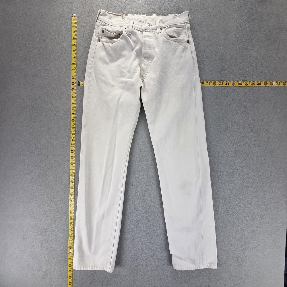 Vintage Levis 501 Jeans Mens White Straight Button Fly Made USA 90s Fits 27x32